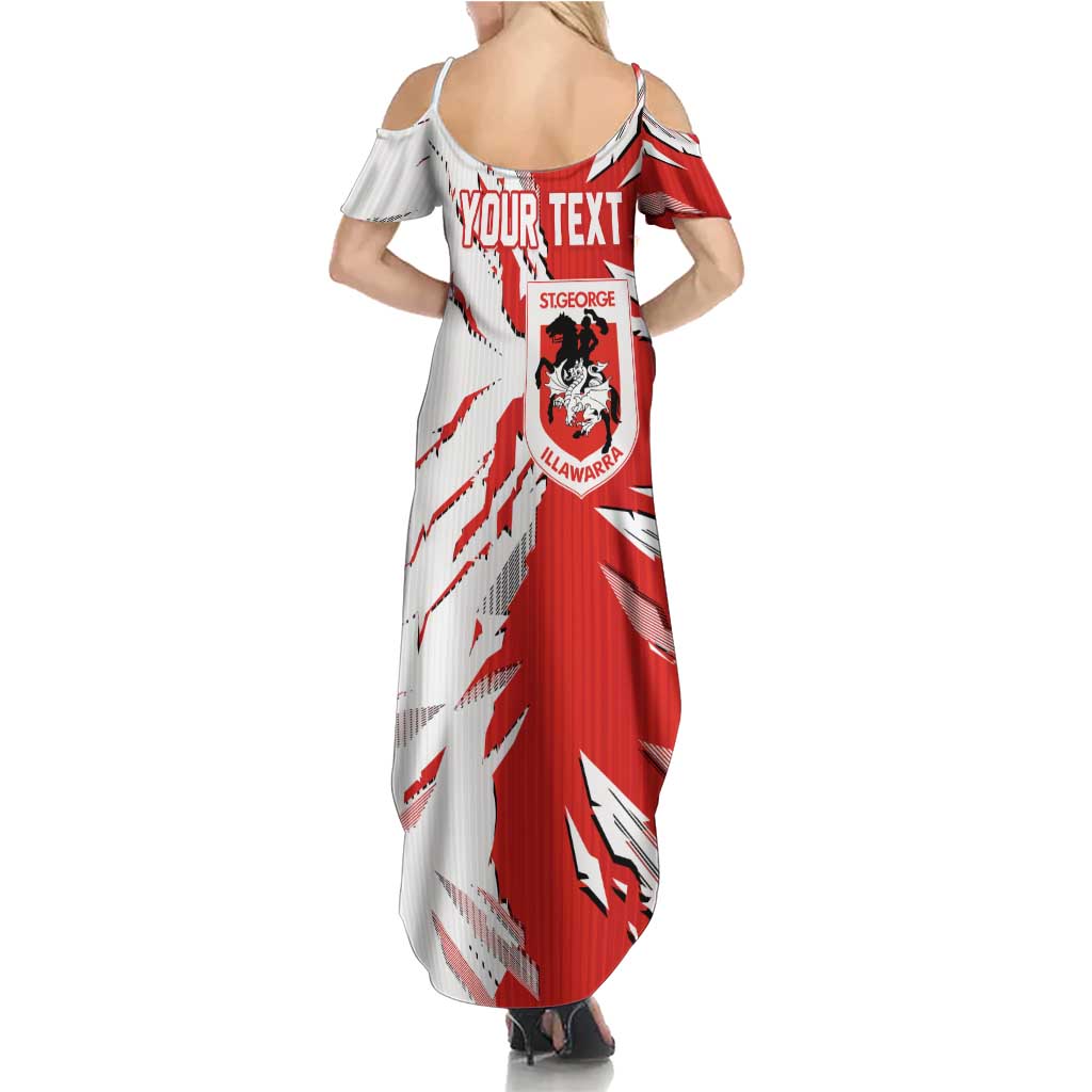 Personalized St. George Illawarra Dragons Summer Maxi Dress Dynamic Lightning Mascot Rugby Australia