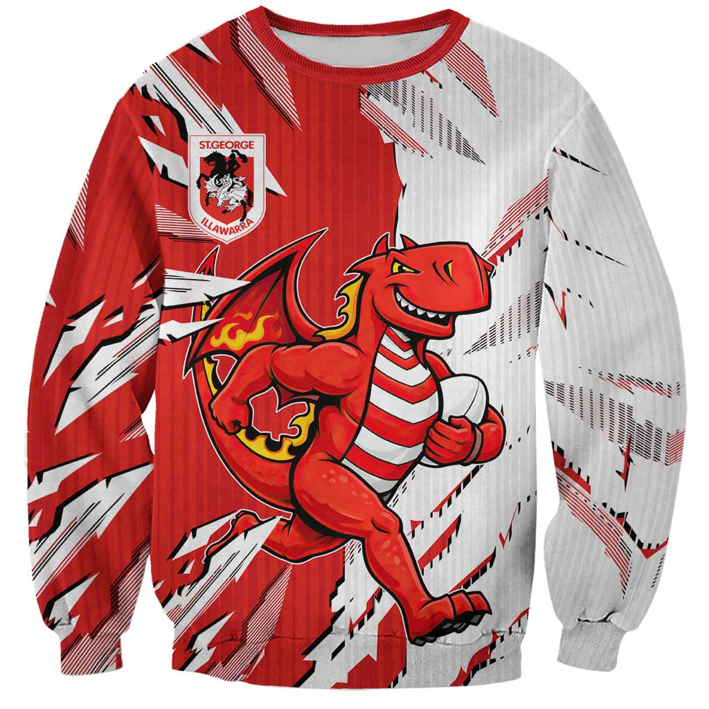 Personalized St. George Illawarra Dragons Sweatshirt Dynamic Lightning Mascot Rugby Australia