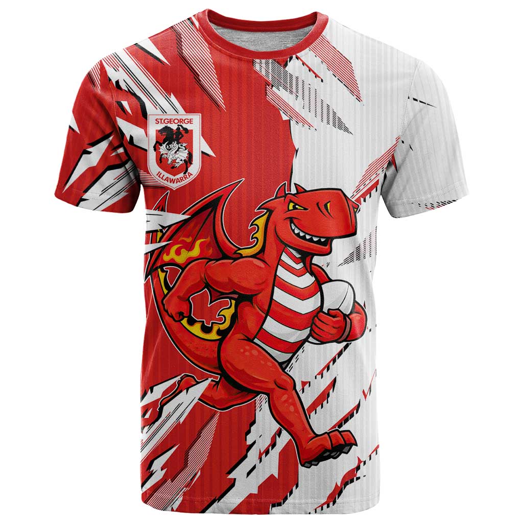 Personalized St. George Illawarra Dragons T Shirt Dynamic Lightning Mascot Rugby Australia