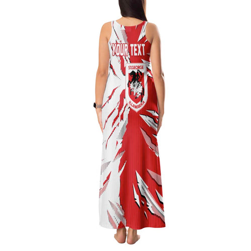 Personalized St. George Illawarra Dragons Tank Maxi Dress Dynamic Lightning Mascot Rugby Australia