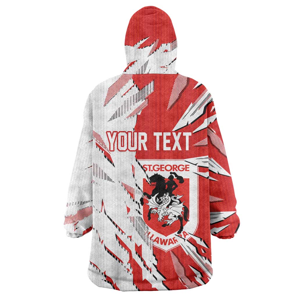 Personalized St. George Illawarra Dragons Wearable Blanket Hoodie Dynamic Lightning Mascot Rugby Australia