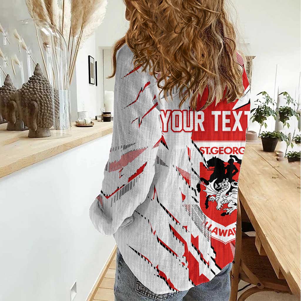 Personalized St. George Illawarra Dragons Women Casual Shirt Dynamic Lightning Mascot Rugby Australia