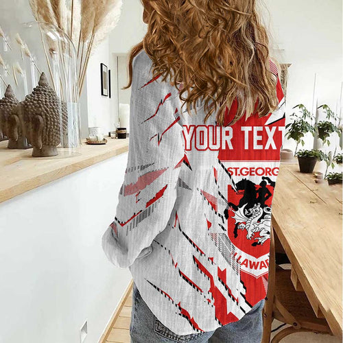 Personalized St. George Illawarra Dragons Women Casual Shirt Dynamic Lightning Mascot Rugby Australia