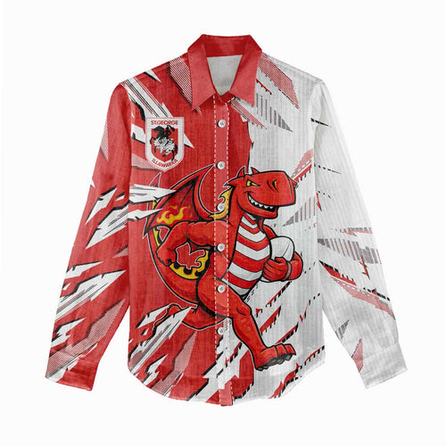 Personalized St. George Illawarra Dragons Women Casual Shirt Dynamic Lightning Mascot Rugby Australia