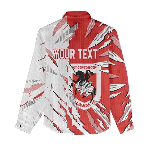 Personalized St. George Illawarra Dragons Women Casual Shirt Dynamic Lightning Mascot Rugby Australia