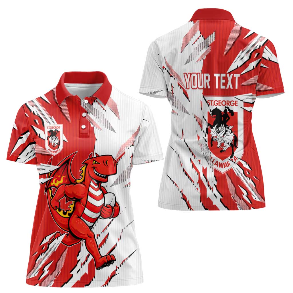 Personalized St. George Illawarra Dragons Women Polo Shirt Dynamic Lightning Mascot Rugby Australia