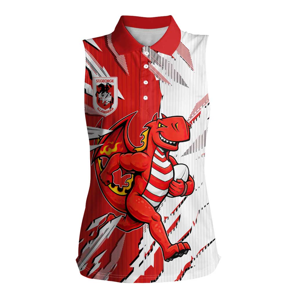 Personalized St. George Illawarra Dragons Women Sleeveless Polo Shirt Dynamic Lightning Mascot Rugby Australia