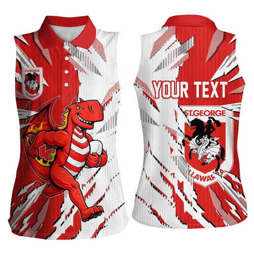 Personalized St. George Illawarra Dragons Women Sleeveless Polo Shirt Dynamic Lightning Mascot Rugby Australia