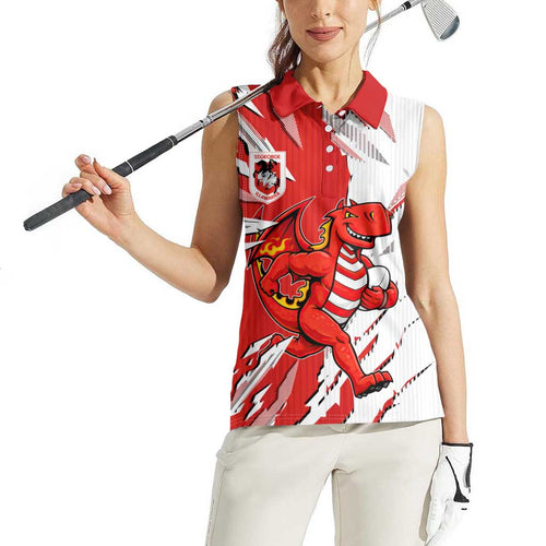 Personalized St. George Illawarra Dragons Women Sleeveless Polo Shirt Dynamic Lightning Mascot Rugby Australia