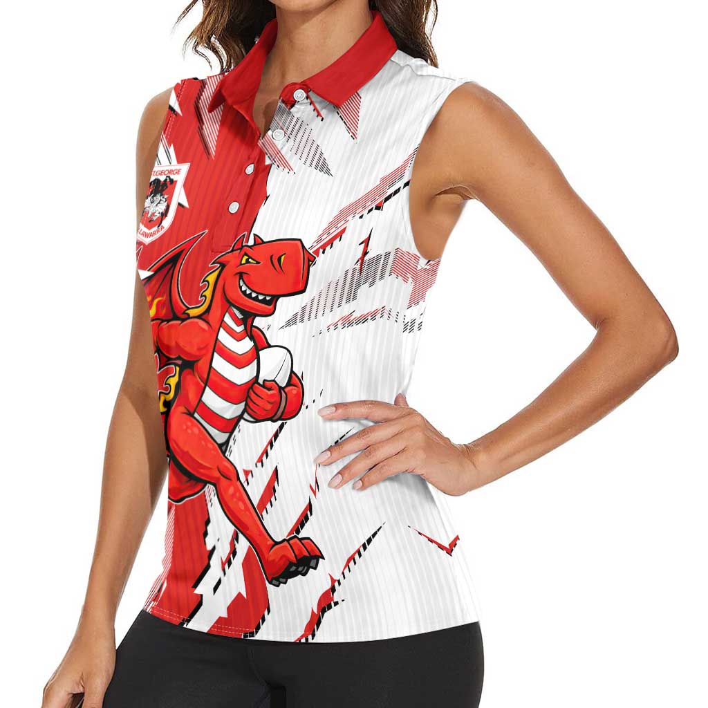 Personalized St. George Illawarra Dragons Women Sleeveless Polo Shirt Dynamic Lightning Mascot Rugby Australia