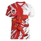 Personalized St. George Illawarra Dragons Women V-Neck T-Shirt Dynamic Lightning Mascot Rugby Australia