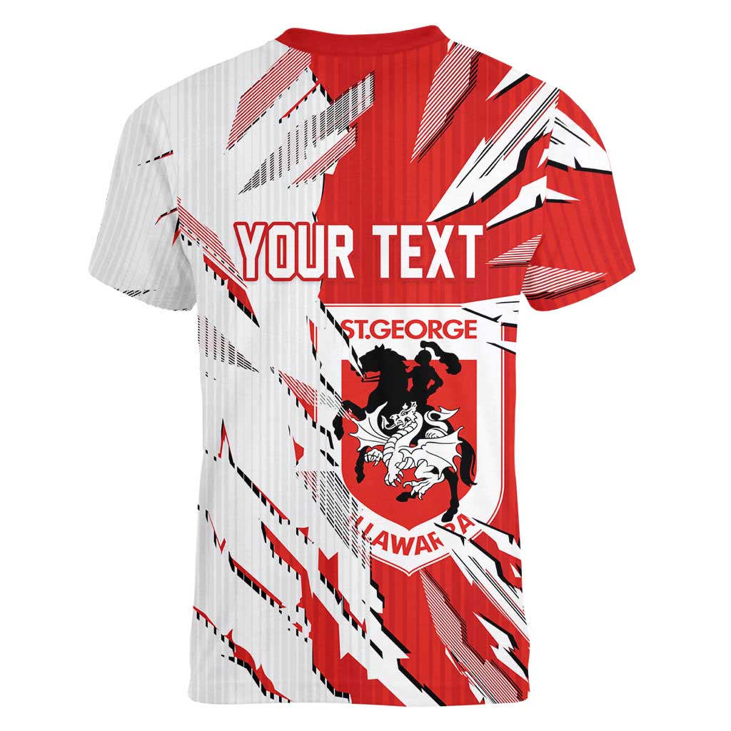 Personalized St. George Illawarra Dragons Women V-Neck T-Shirt Dynamic Lightning Mascot Rugby Australia