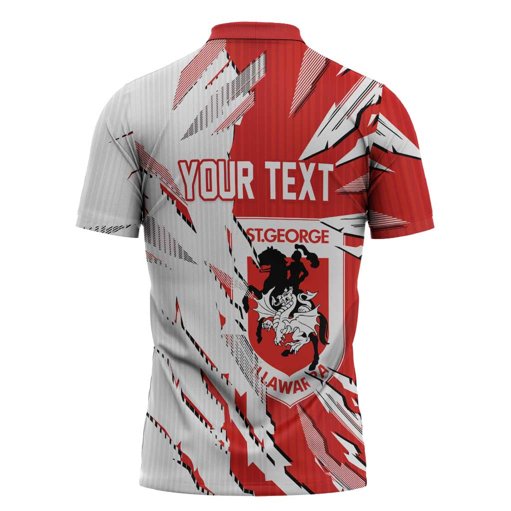 Personalized St. George Illawarra Dragons Zipper Polo Shirt Dynamic Lightning Mascot Rugby Australia