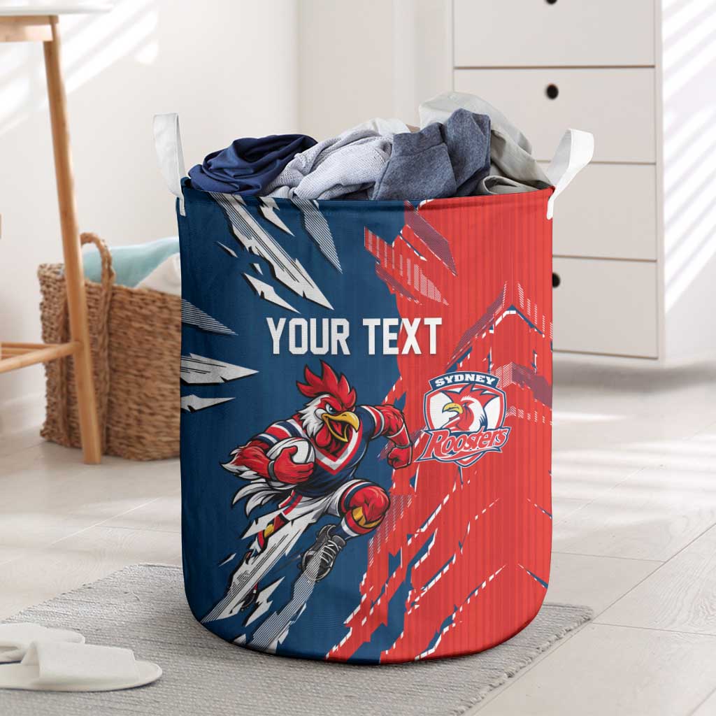 Personalized Sydney Roosters Laundry Basket Dynamic Lightning Mascot Rugby Australia
