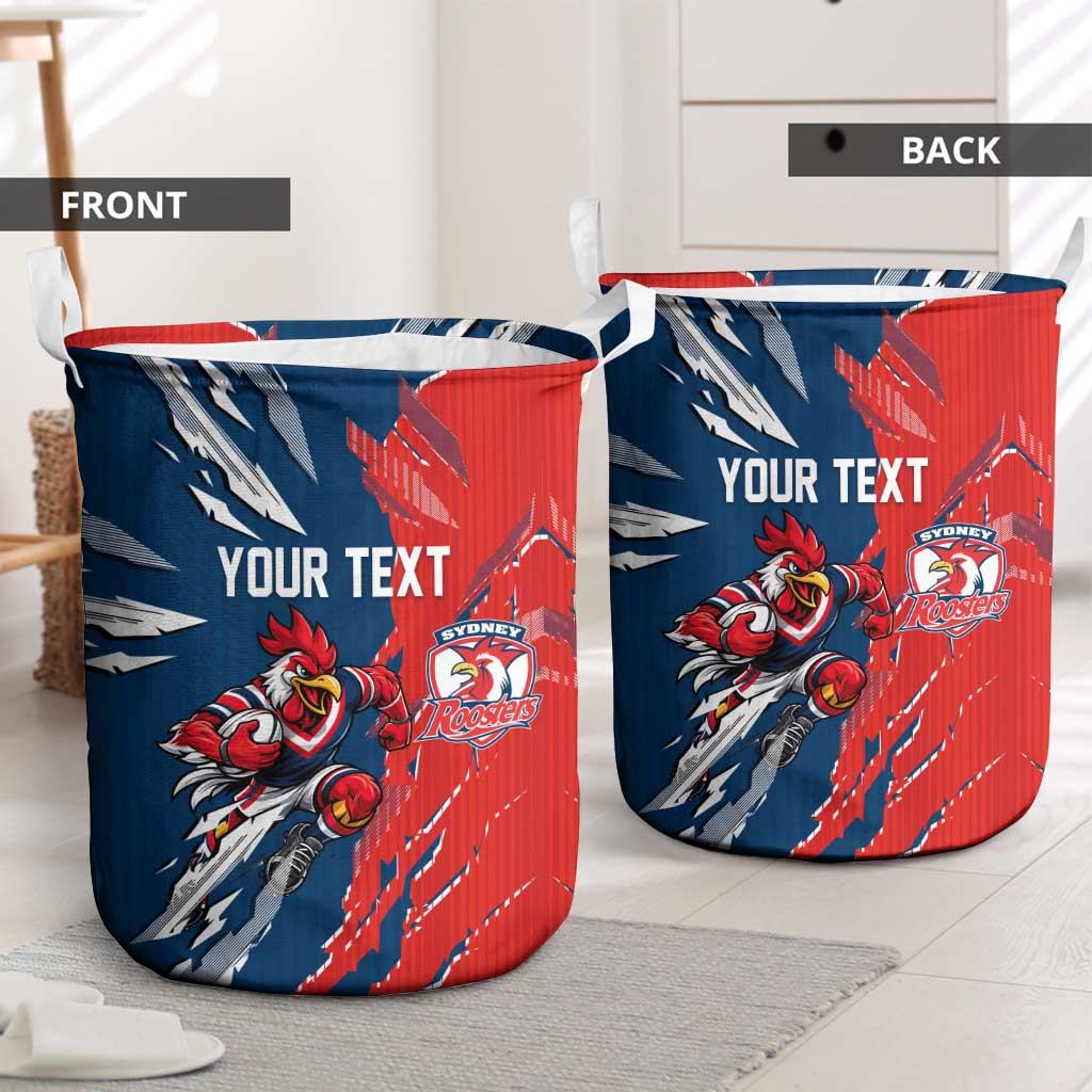 Personalized Sydney Roosters Laundry Basket Dynamic Lightning Mascot Rugby Australia