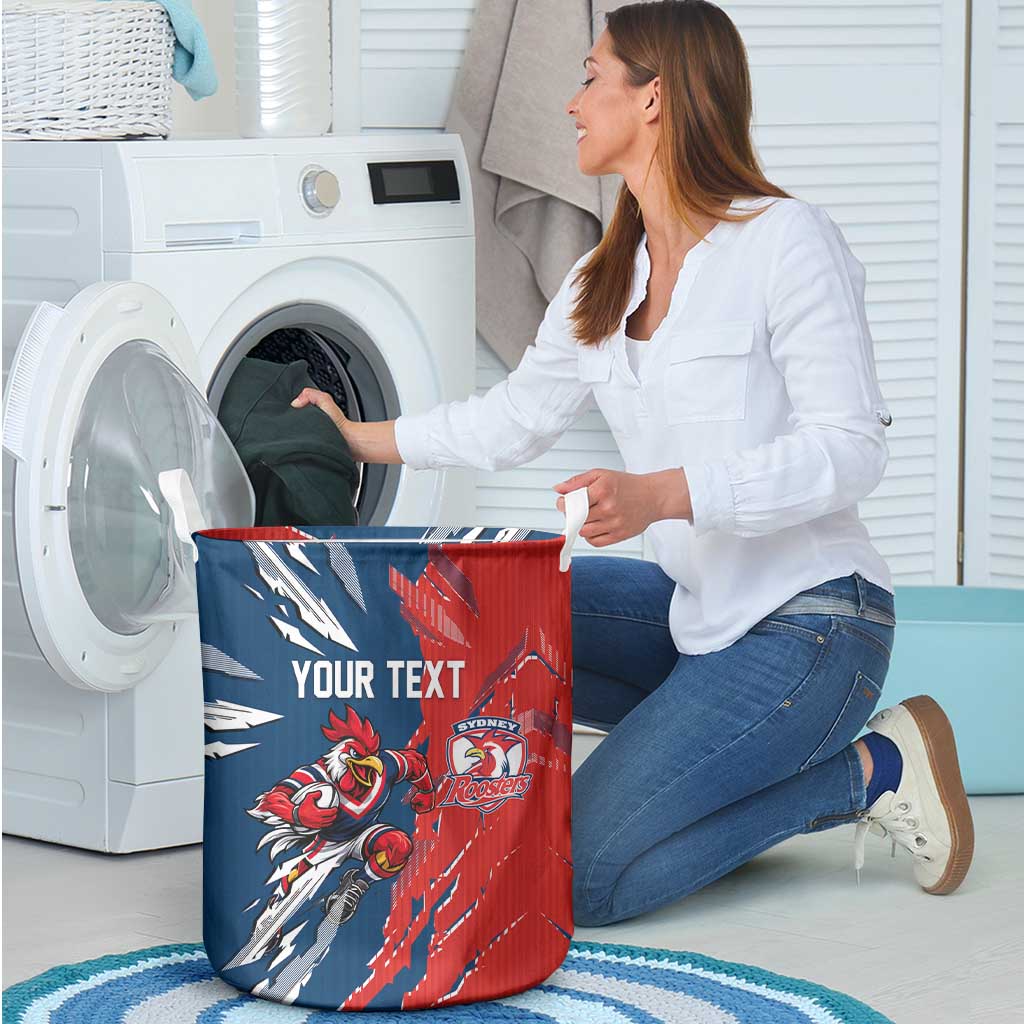 Personalized Sydney Roosters Laundry Basket Dynamic Lightning Mascot Rugby Australia