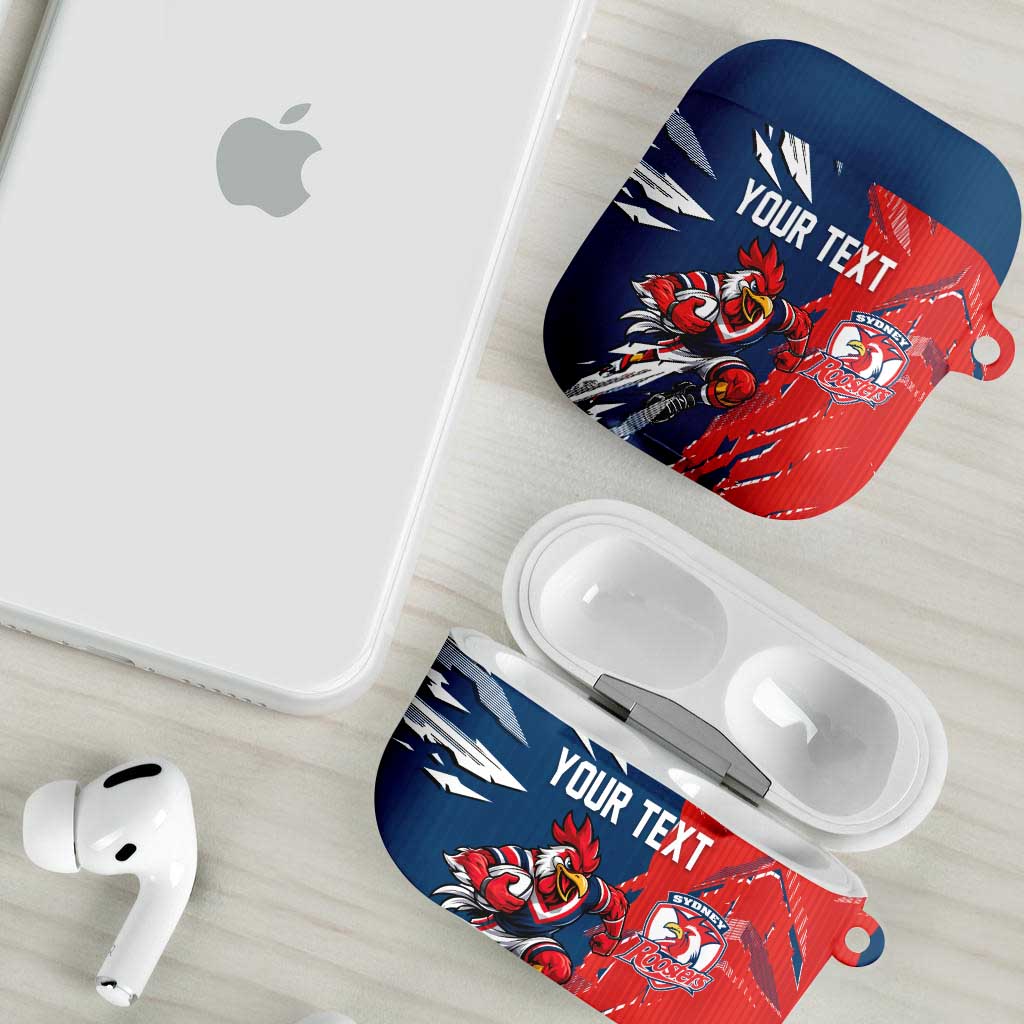 Personalized Sydney Roosters AirPods Case Dynamic Lightning Mascot Rugby Australia