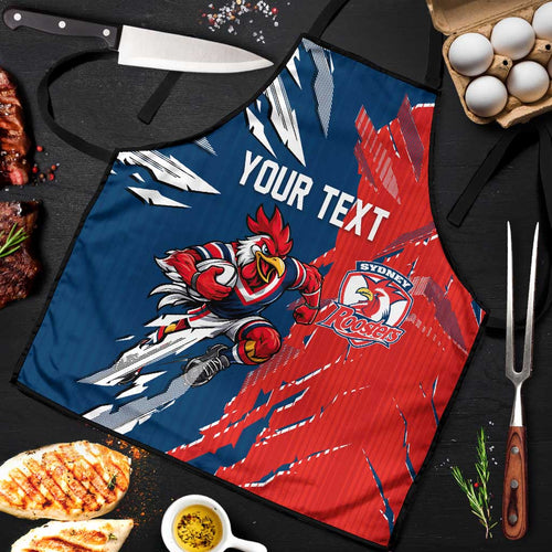 Personalized Sydney Roosters Apron Dynamic Lightning Mascot Rugby Australia