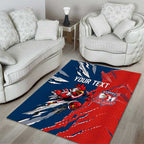 Personalized Sydney Roosters Area Rug Dynamic Lightning Mascot Rugby Australia