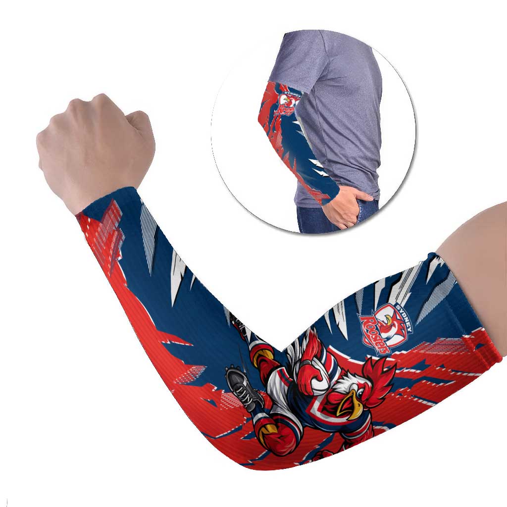 Personalized Sydney Roosters Arm Sleeves Dynamic Lightning Mascot Rugby Australia