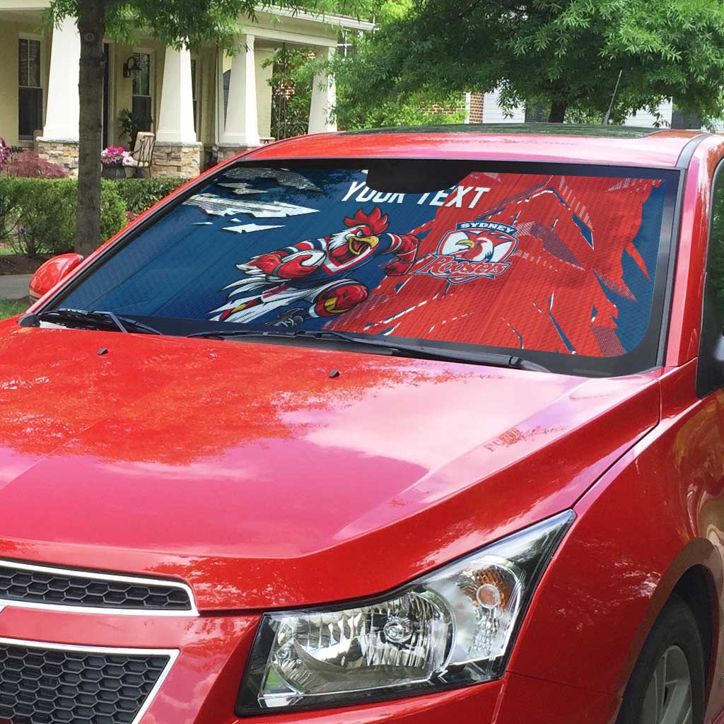 Personalized Sydney Roosters Auto Sun Shade Dynamic Lightning Mascot Rugby Australia
