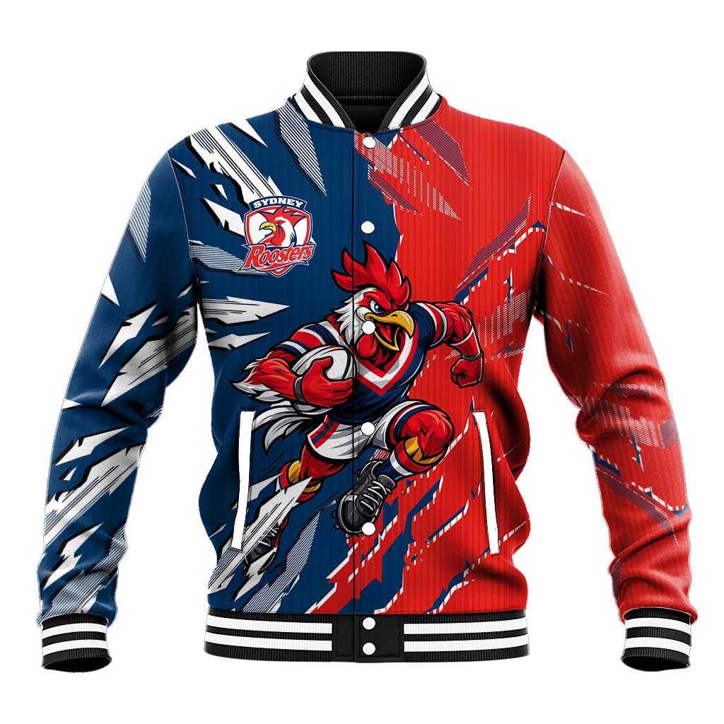 Personalized Sydney Roosters Baseball Jacket Dynamic Lightning Mascot Rugby Australia