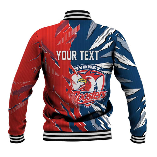 Personalized Sydney Roosters Baseball Jacket Dynamic Lightning Mascot Rugby Australia