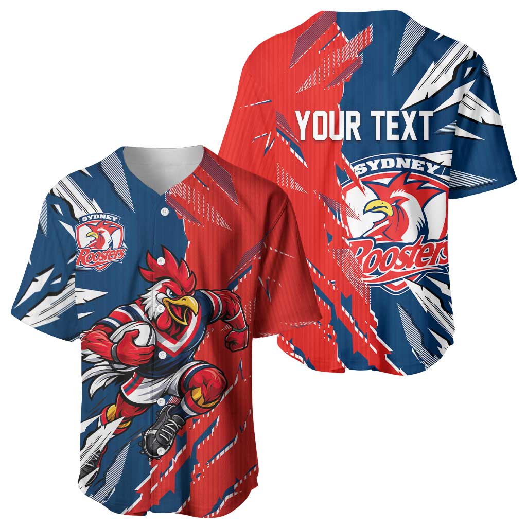 Personalized Sydney Roosters Baseball Jersey Dynamic Lightning Mascot Rugby Australia