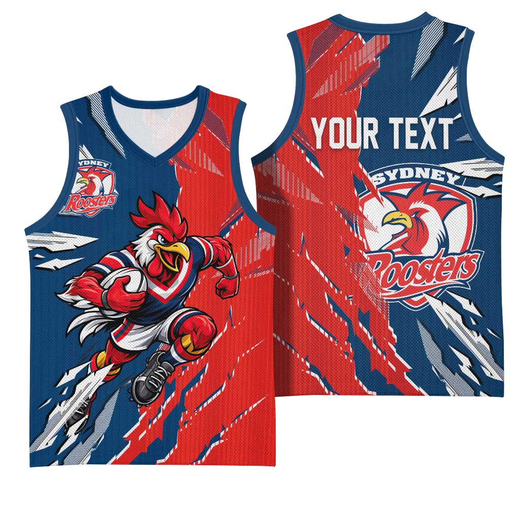 Personalized Sydney Roosters Basketball Jersey Dynamic Lightning Mascot Rugby Australia