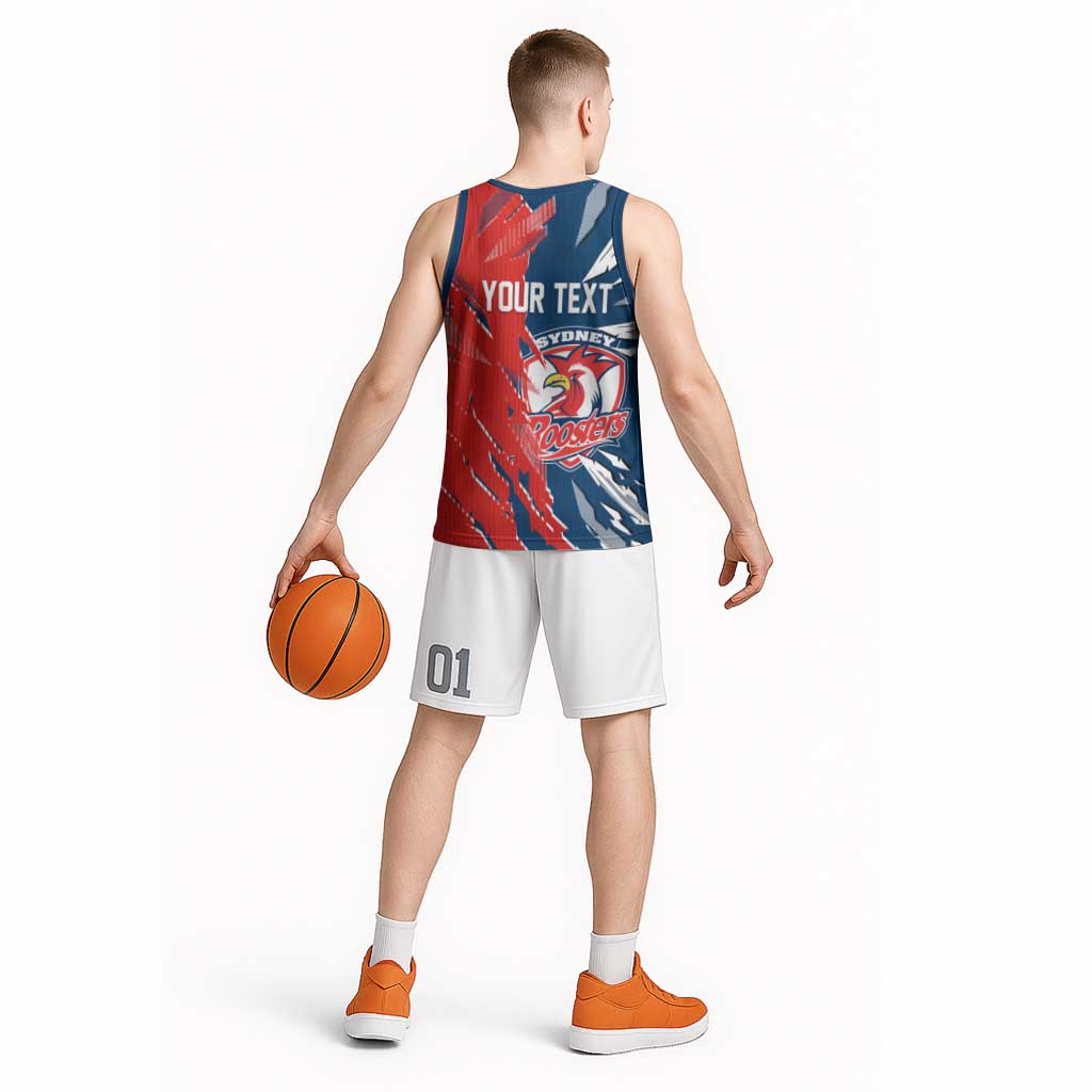Personalized Sydney Roosters Basketball Jersey Dynamic Lightning Mascot Rugby Australia