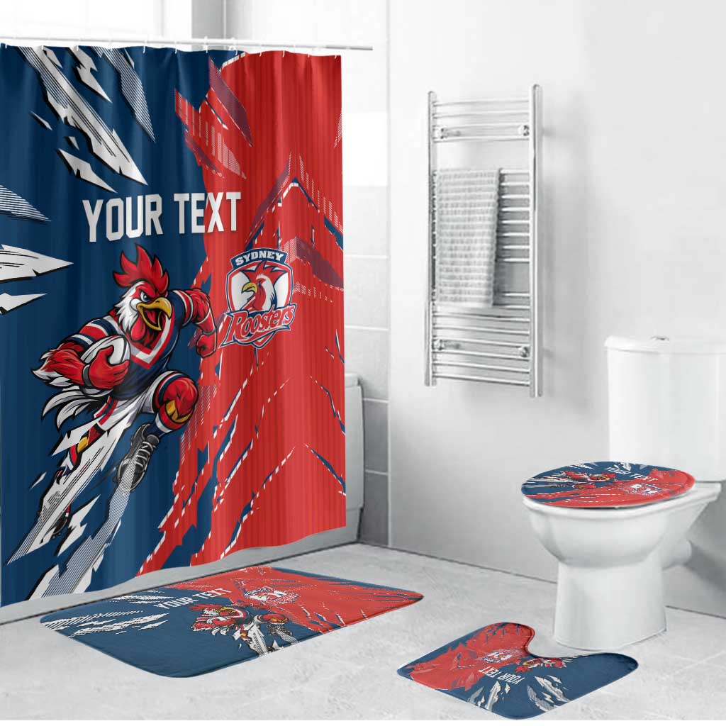 Personalized Sydney Roosters Bathroom Set Dynamic Lightning Mascot Rugby Australia