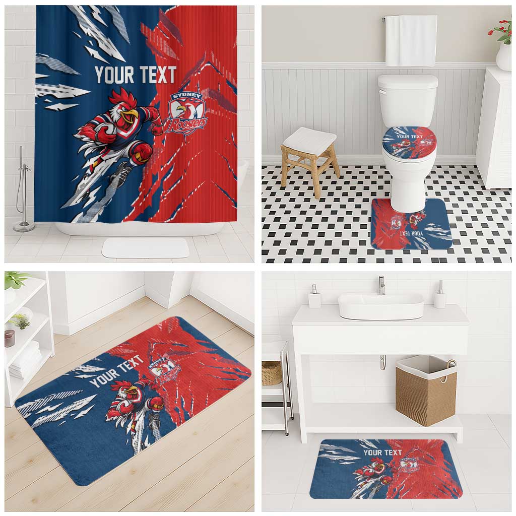 Personalized Sydney Roosters Bathroom Set Dynamic Lightning Mascot Rugby Australia