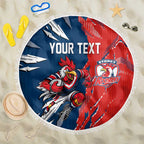 Personalized Sydney Roosters Beach Blanket Dynamic Lightning Mascot Rugby Australia