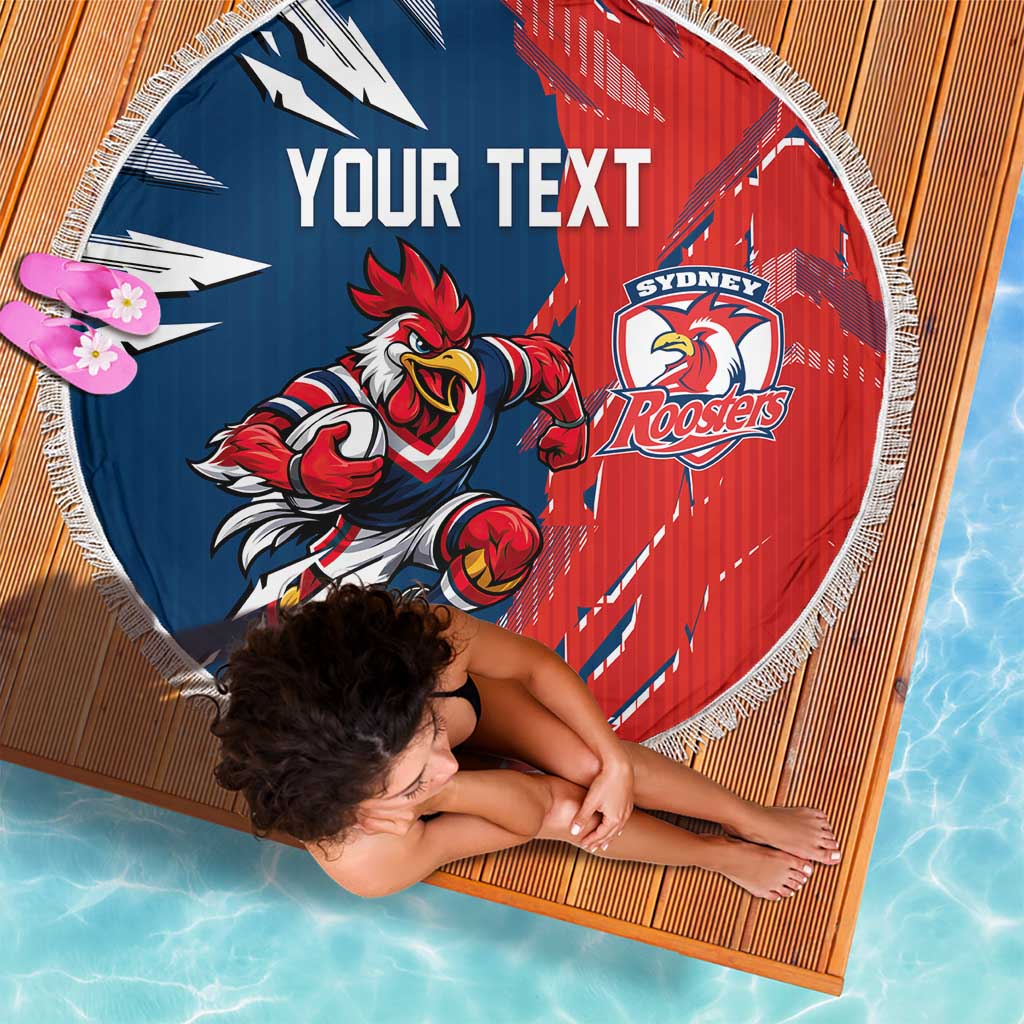 Personalized Sydney Roosters Beach Blanket Dynamic Lightning Mascot Rugby Australia