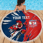 Personalized Sydney Roosters Beach Blanket Dynamic Lightning Mascot Rugby Australia