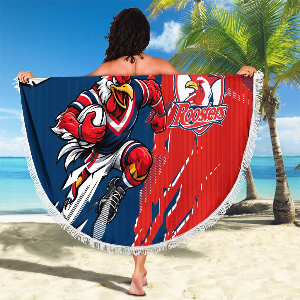 Personalized Sydney Roosters Beach Blanket Dynamic Lightning Mascot Rugby Australia