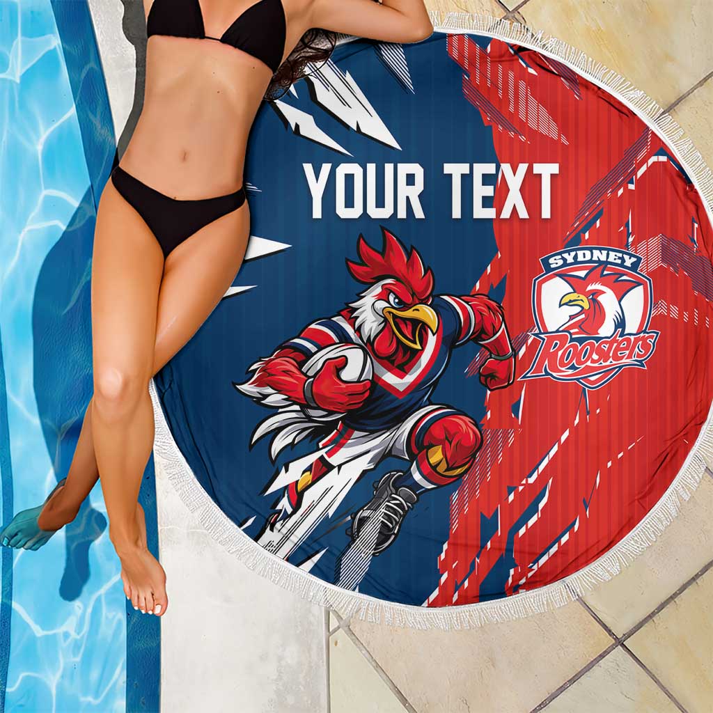 Personalized Sydney Roosters Beach Blanket Dynamic Lightning Mascot Rugby Australia