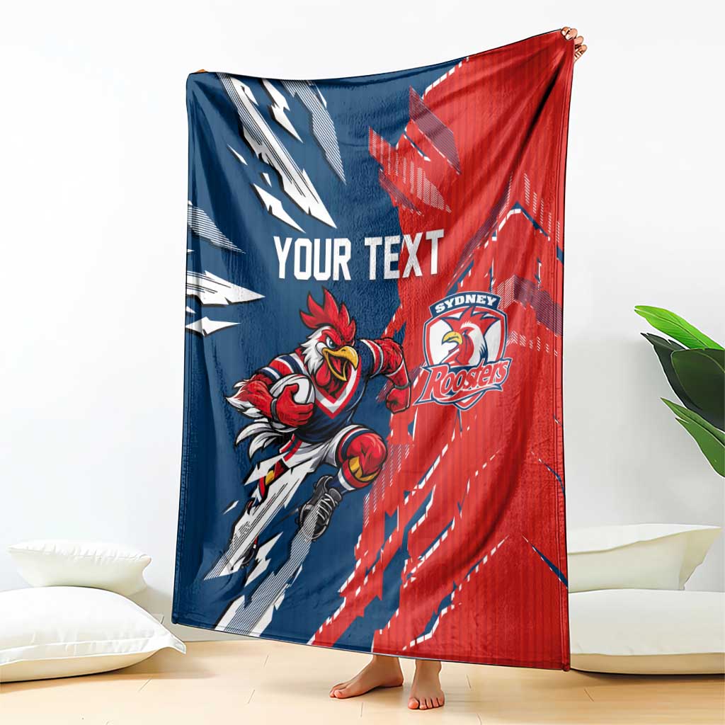 Personalized Sydney Roosters Blanket Dynamic Lightning Mascot Rugby Australia