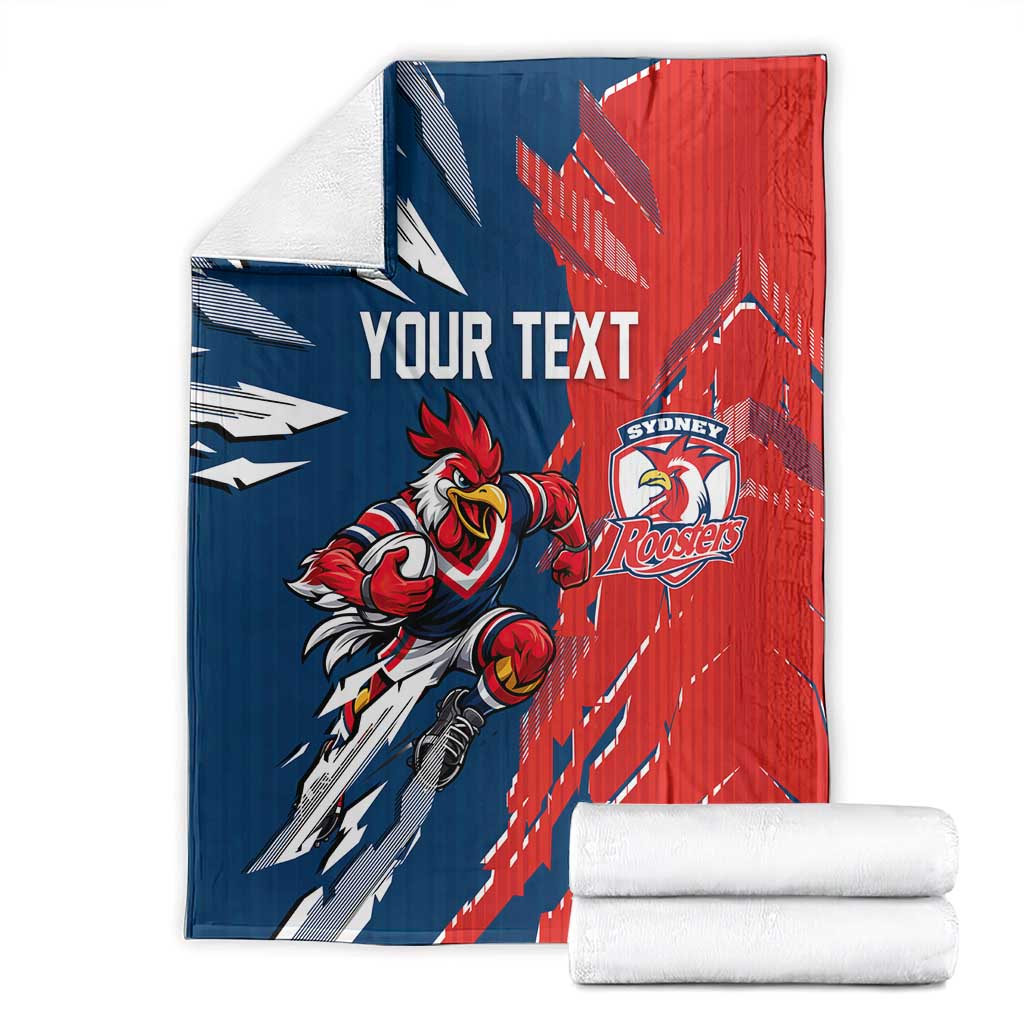 Personalized Sydney Roosters Blanket Dynamic Lightning Mascot Rugby Australia