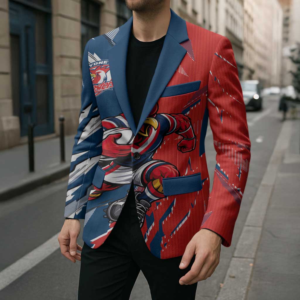 Personalized Sydney Roosters Blazer Dynamic Lightning Mascot Rugby Australia