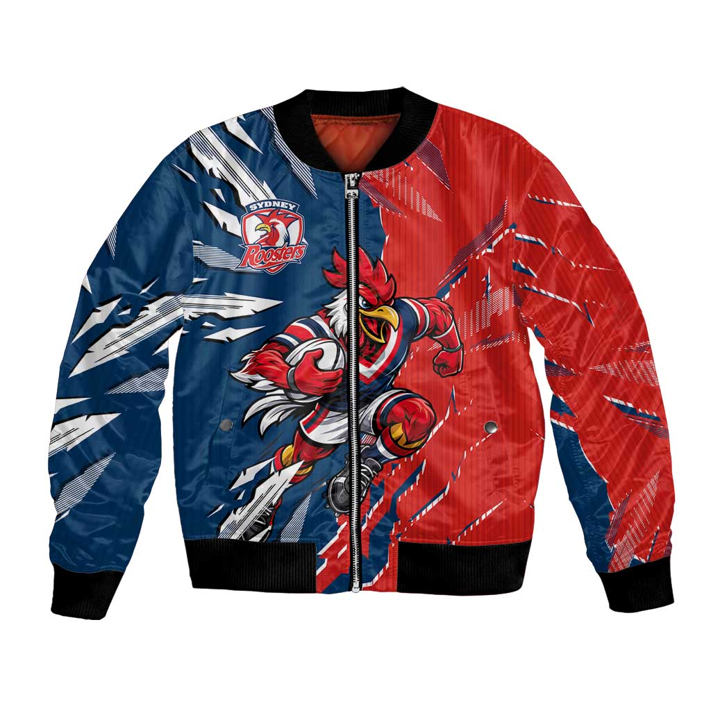 Personalized Sydney Roosters Bomber Jacket Dynamic Lightning Mascot Rugby Australia