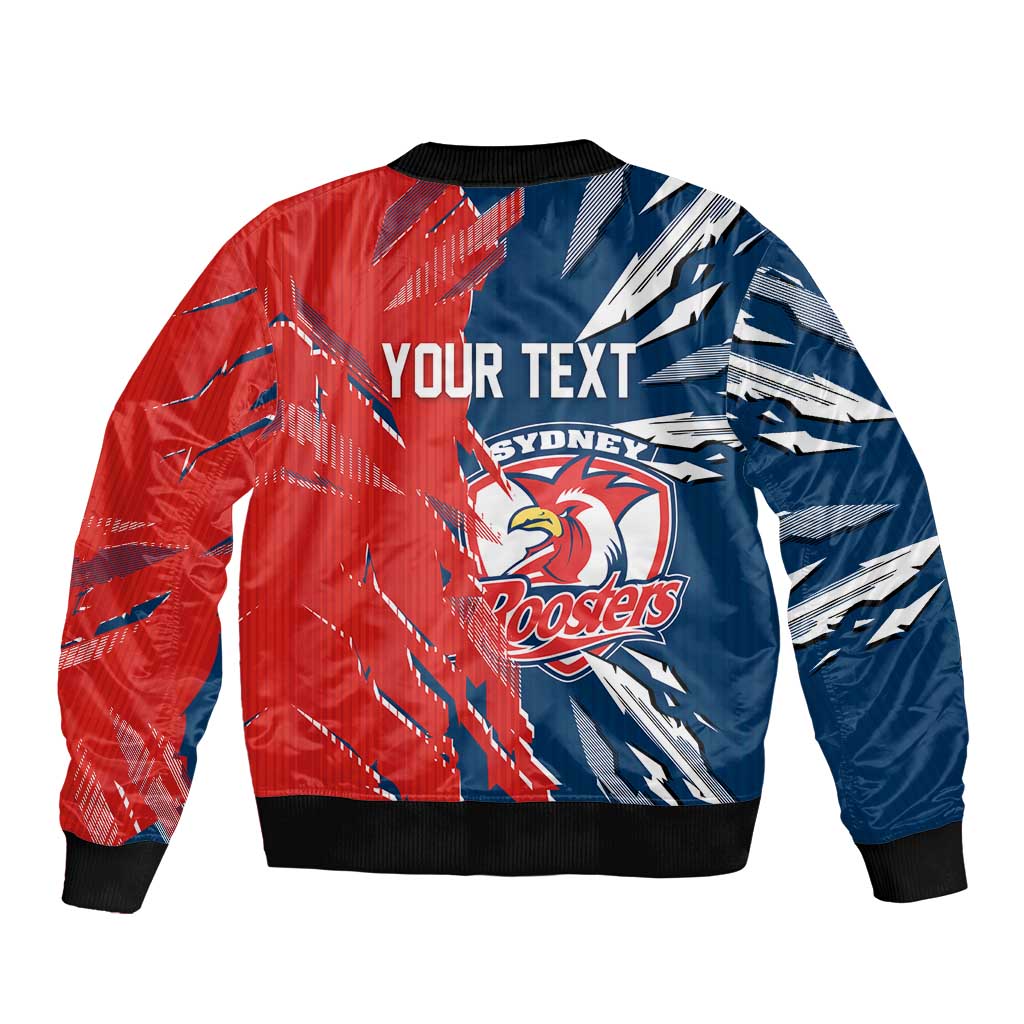Personalized Sydney Roosters Bomber Jacket Dynamic Lightning Mascot Rugby Australia