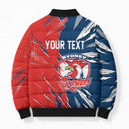 Personalized Sydney Roosters Bomber Puffer Jacket Dynamic Lightning Mascot Rugby Australia