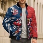 Personalized Sydney Roosters Bomber Puffer Jacket Dynamic Lightning Mascot Rugby Australia