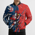Personalized Sydney Roosters Bomber Puffer Jacket Dynamic Lightning Mascot Rugby Australia