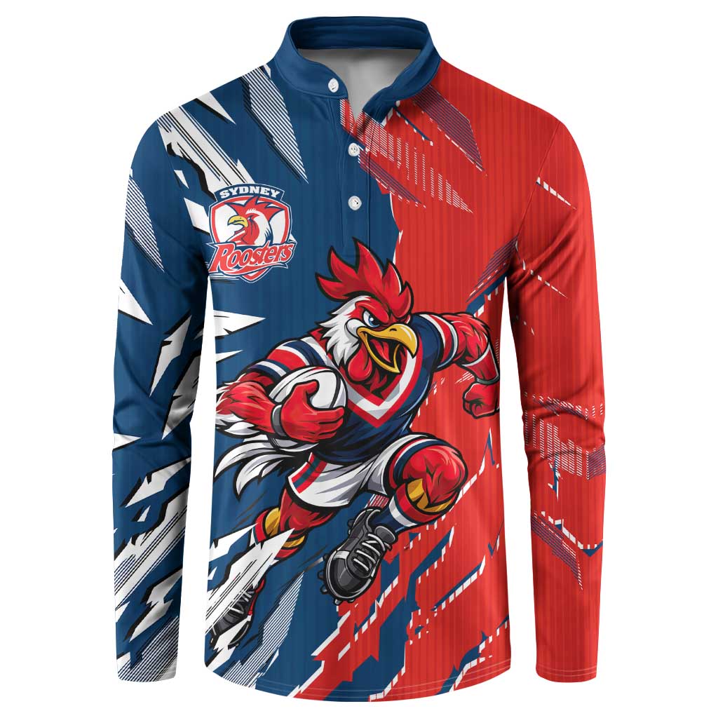 Personalized Sydney Roosters Button Sweatshirt Dynamic Lightning Mascot Rugby Australia