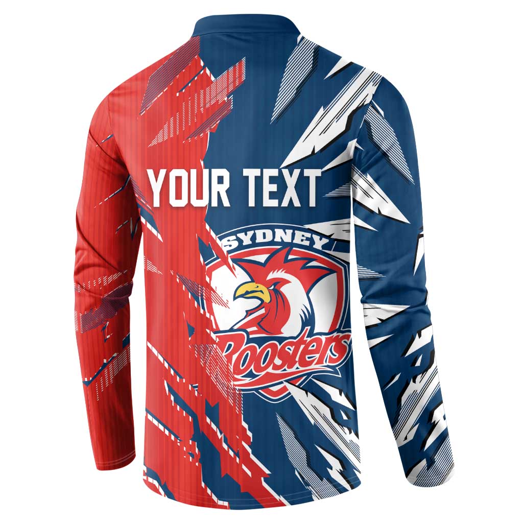 Personalized Sydney Roosters Button Sweatshirt Dynamic Lightning Mascot Rugby Australia