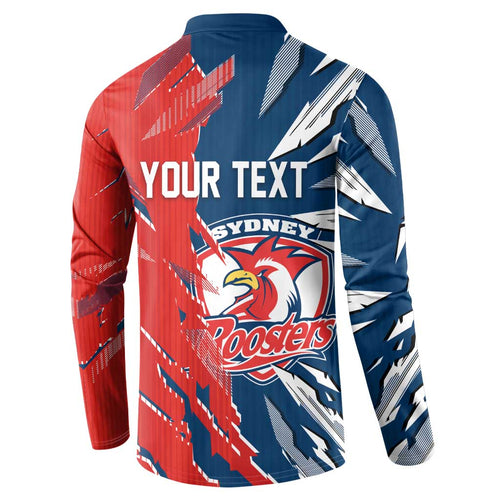 Personalized Sydney Roosters Button Sweatshirt Dynamic Lightning Mascot Rugby Australia