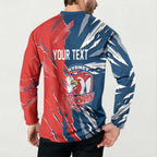Personalized Sydney Roosters Button Sweatshirt Dynamic Lightning Mascot Rugby Australia
