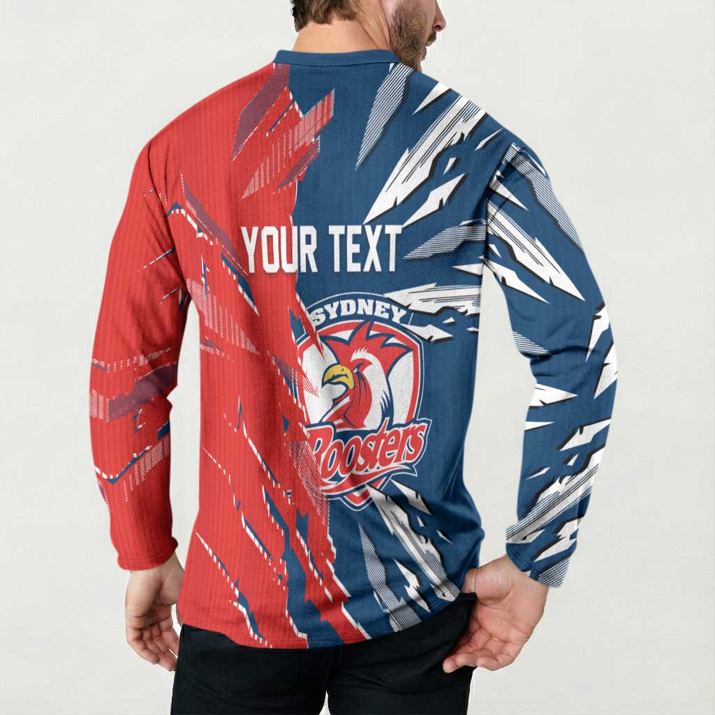 Personalized Sydney Roosters Button Sweatshirt Dynamic Lightning Mascot Rugby Australia